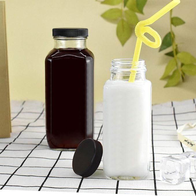 Vintage Water Bottles, Glass Drinking Bottles 16oz, Square Beverage 500ml - Image 5