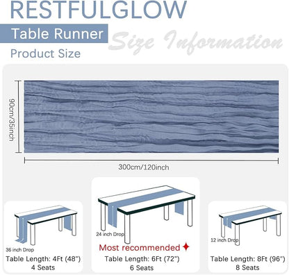 6 Pack Dusty Blue Cheesecloth Table Runner 35 x 120 Inch | Boho Gauze Fabric - Image 5
