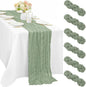 6 Pcs Sage Green Cheesecloth Table Runner 10FT Runner by Sunnyline