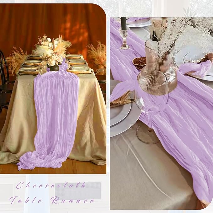 6 Pieces Lilac Cheesecloth Table Runner 10FT Pink Runner - Image 4