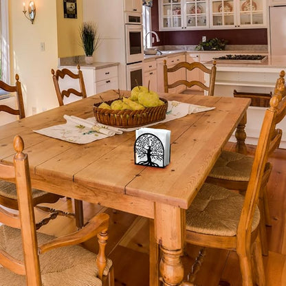 Tree of Life Decorative Black Metal Napkin Holder for Table, 4.9" x 4.9" x 1.9" Standing Napkin Holder for Home Kitchen Restaurant Picnic Party Coffee Bar Dining Room