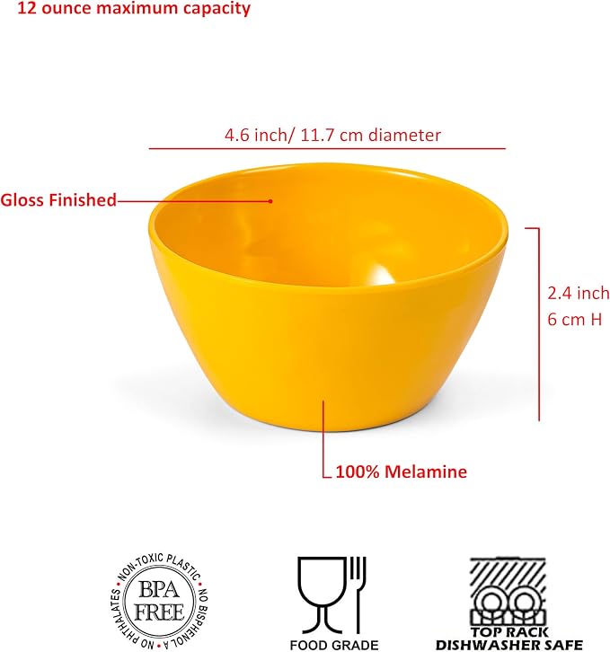 Melamine Small Bowls - 12 Oz Mini Bowl Set of 6 - Image 2