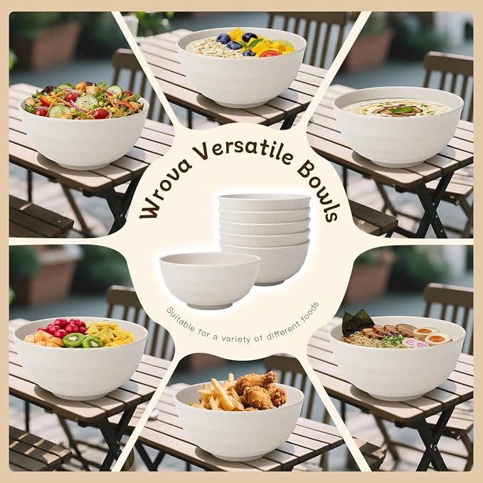 60oz Wheat Straw Bowls Set of 6 - Image 5