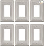 6-Pack Decorator Outlet Cover Plate, Decorative Switch Plates and Outlet Covers, Brushed Nickel Metal Wall Plates for Electrical Outlets, Receptacle, GFCI Outlet, Dimmer Switch
