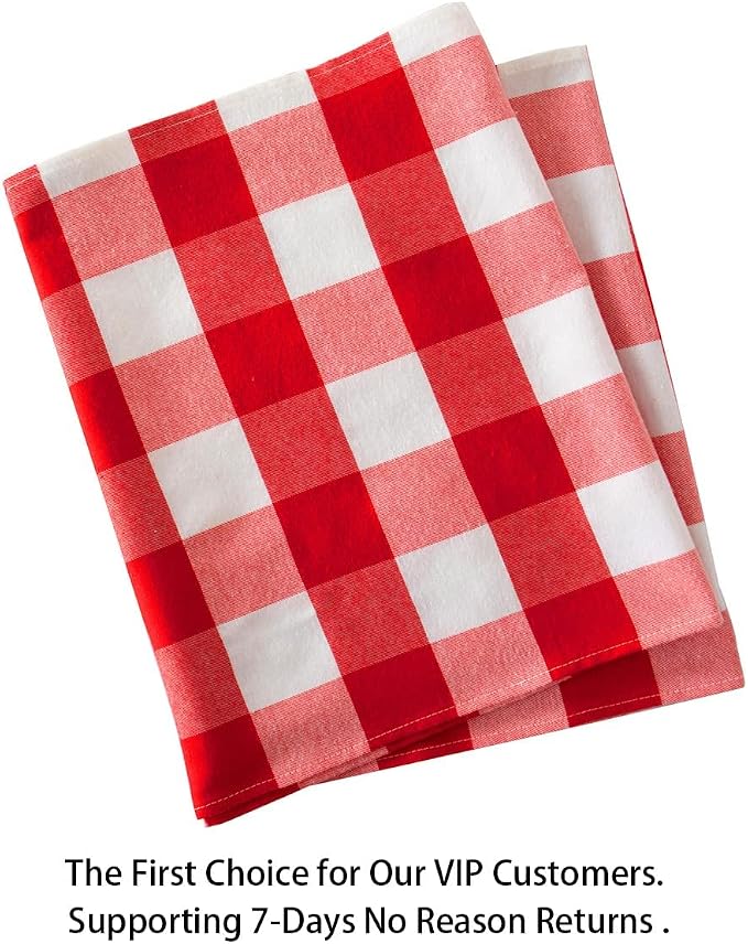 Table Runner 13''x108'' Red and White Gingham Cotton Buffalo Plaid Cover | Red - Image 6