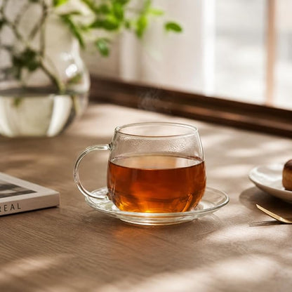 Tosnail 4 Pack Glass Cups and Saucers Set, 11 oz | High Borosilicate Glass Cup - Image 5