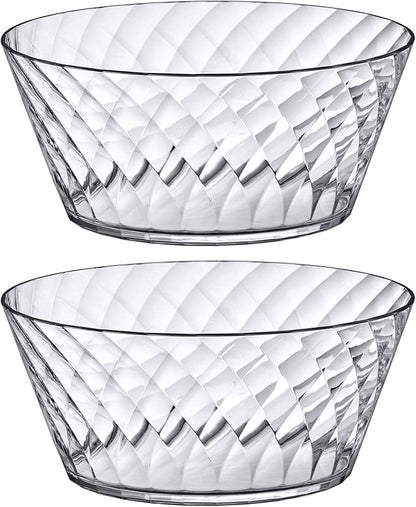 Amazing Abby - Bonita - 130-Ounce Plastic Serving Bowls (Set of 2), 10-Inch Clear Salad Bowl Set, BPA-Free, Shatter-Proof, Dishwasher-Safe, Stackable, Great for Salad, Fruit, Cereal, Snack, and More