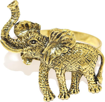 Elephant Napkin Rings Set of 12 Gold Tropical Animal Napkin Ring - Image 9