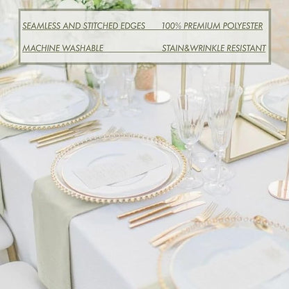 8 Pack White Table Cloth 60 x 102 Inch Polyester tablecloths for 6 Foot Rectangle Tables, Stain and Wrinkle Resistant Washable Fabric White Table Covers for Parties, Wedding, Banquet, Dining