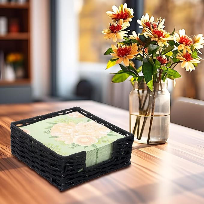 2 Pack Square Napkin Holder Rattan Napkin Holders - Image 3