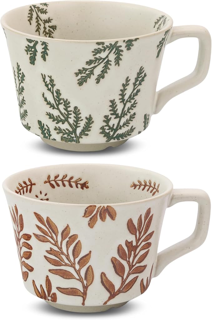 11 oz Ceramic Coffee Mug, Stoneware Teacup by LINVIA