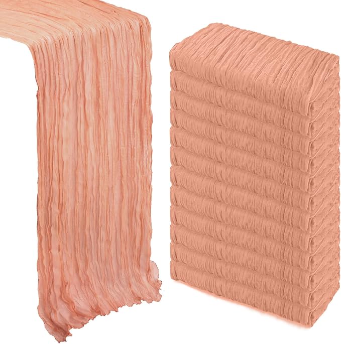 12 Pack Coral Cheesecloth Table Runner 10Ft Gauze Cheese Cloth Table Runner by Heneger