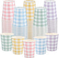 NatNarr 100 Pack Gingham Paper Cups, 9oz Pastel Cups Picnic Paper Cups | Pastel by NatNarr