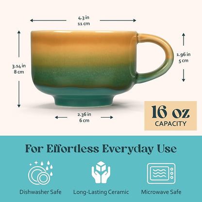 NOVA CERAMICS Amber Coffee Mug - 16 oz Ceramic Mug - Savannah | Aesthetic - Image 4