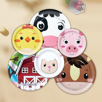 180Pcs Farm Animals Party Supplies Paper Plates and Napkins Serve 60 | - Image 9