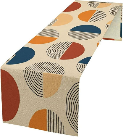 Abstract Mid Century Table Runner Sun Geometric Arch Minimalisted Modern Trendy by moderw