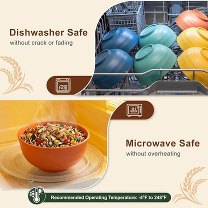 Wheat Straw Bowls 60oz, Unbreakable Ramen Bowl Set of 8, Large Plastic Bowls - Image 4