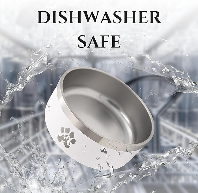Stainless Steel Dog Bowl for Small-Large Dogs | Double Wall Insulated, Non-Slip Base Heavy Duty Water and Food Bowls for Dogs & Cats | Pet Safe BPA Free & Dishwasher Safe | 32 Oz - Blue