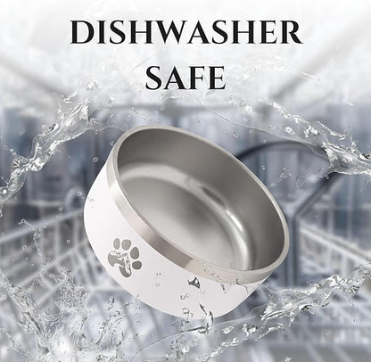 Stainless Steel Dog Bowl for Small-Large Dogs | Double Wall Insulated, Non-Slip Base Heavy Duty Water and Food Bowls for Dogs & Cats | Pet Safe BPA Free & Dishwasher Safe | 32 Oz - Blue