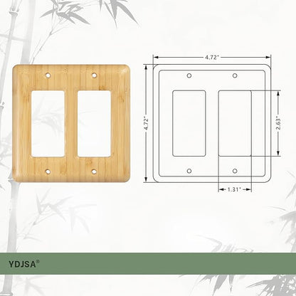 Solid Bamboo Double Toggle Light Switch Cover Plate Decorative Wall Plate for Modern Homes