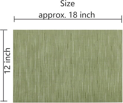 SHACOS Placemats Set of 4 Woven Vinyl Place Mats for Dining Table Wipe Clean Non Slip Table Mats (4, Olive Green)