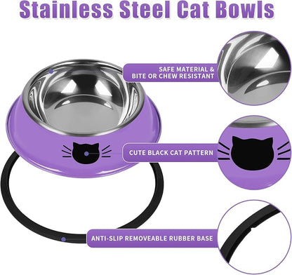 Serentive 3Pcs Cat Bowls, Non-Slip Stainless Steel, 7 Oz, Suitable - Image 3