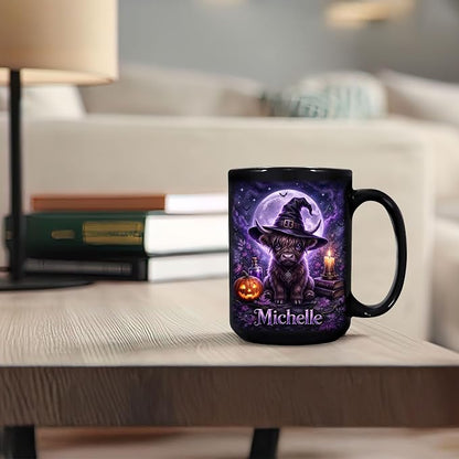 Hyturtle Halloween Highland Cow Mug, Custom Name Gift - Image 6