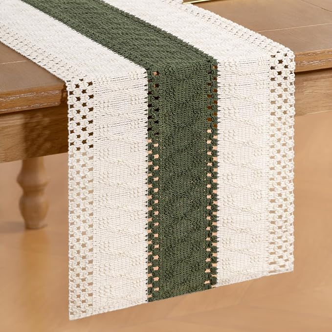 Boho Table Runner Summer Farmhouse Rustic Dining Dresser Scarf Home Decor | - Image 3