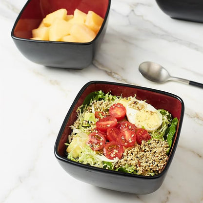 AmorArc 32oz Square Cereal Soup Bowls, Stoneware Bowls Set of 4 - Image 5