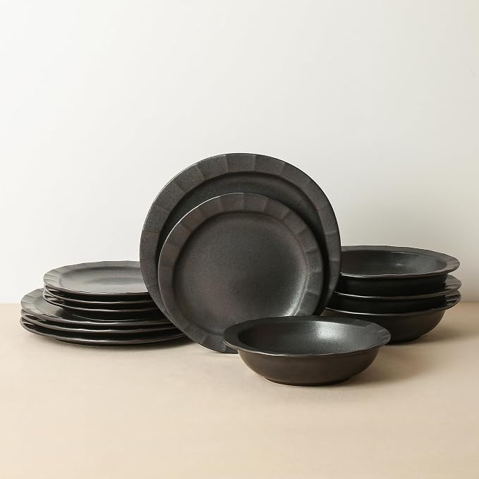 Stone Lain Oasis 12-Piece Dinnerware Set Stoneware, Dishwasher and Microwave - Image 3
