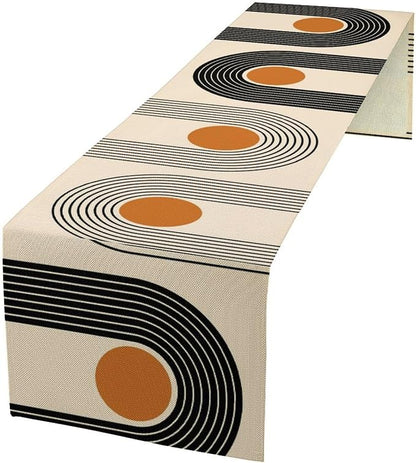 Abstract Mid Century Table Runner Sun Rainbow Geometric Arch Minimalisted by moderw