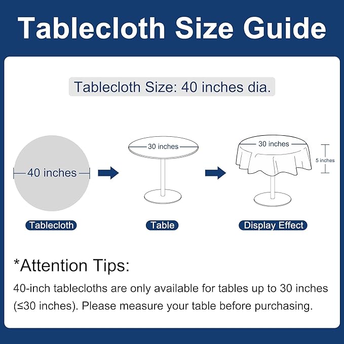 Hiasan Linen Tablecloth 40 Inch Round - Wrinkle and Stain Resistant Washable Polyester Fabric Table Cloth for Dining Room Kitchen Party, Champagne