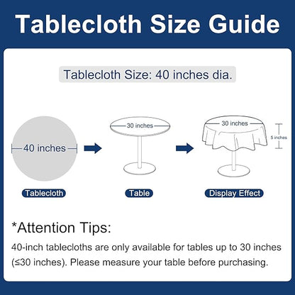 Hiasan Round Linen Tablecloth 40 Inch - Wrinkle and Stain Resistant Washable Polyester Fabric Table Cloth for Dining Room Kitchen Party, Beige