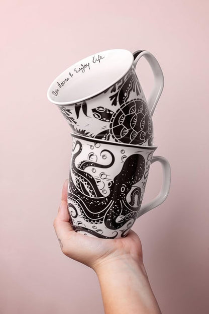 Karma Gifts 14 oz Black and White Boho Mug Celestial - Image 6