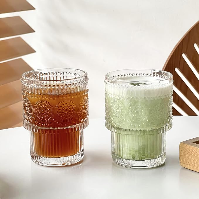 Kingrol Drinking Glasses Set of 8, 6.5 Ounces Stackbale Water Glasses, Vintage - Image 6