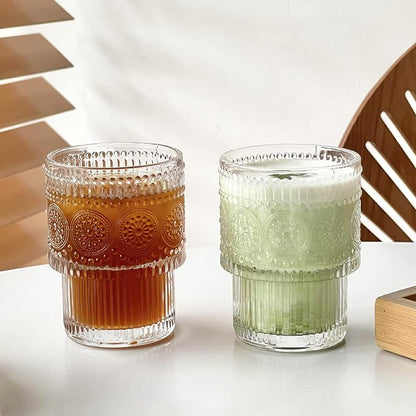 Kingrol Drinking Glasses Set of 8, 6.5 Ounces Stackbale Water Glasses, Vintage - Image 6