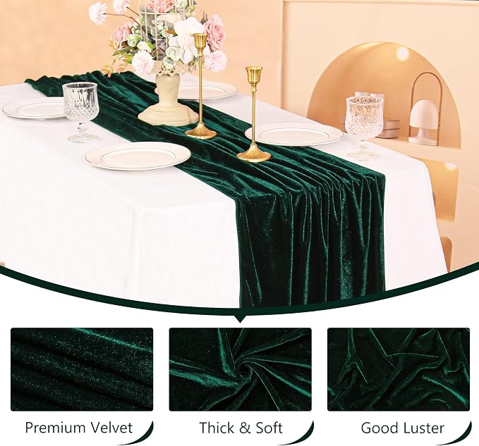 Velvet Table Runner 20 x 120 Inches 10ft Luxurious Thick Soft Velvet Christmas - Image 3