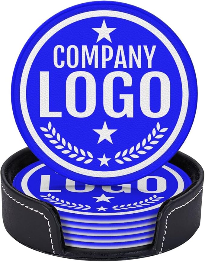 Custom Leather Coasters with Logo by Handmade