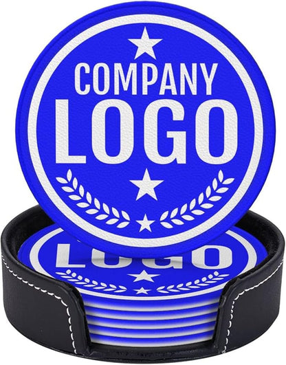 Custom Leather Coasters with Logo by Handmade