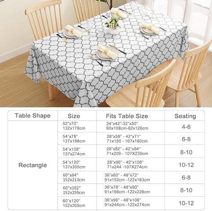 Smiry Rectangle Table Cloth, Waterproof Vinyl Tablecloth with Flannel Backing for Rectangle Tables, Wipeable Spillproof Plastic Tablecloths for Dining, Camping, Indoor and Outdoor (70"x120", White)