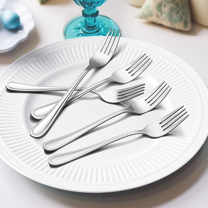 Salad Forks Set of 12, E-far 6.7 Inch Stainless Steel Dessert Forks - Image 3