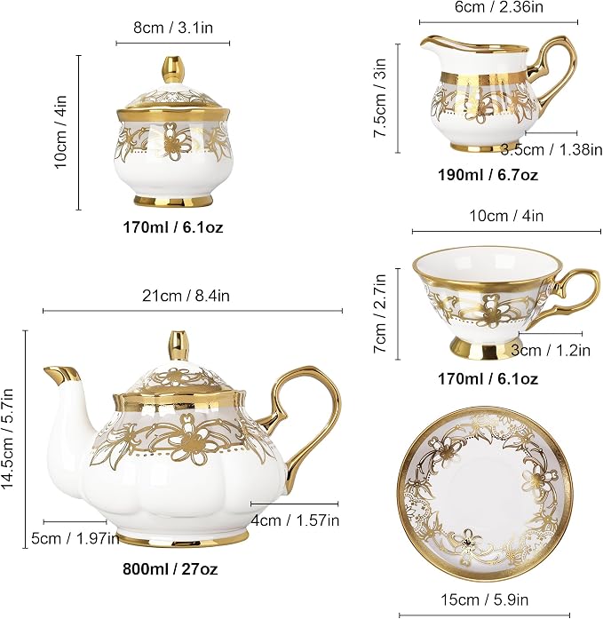 fanquare 21 Pieces Porcelain Tea Set - Image 6