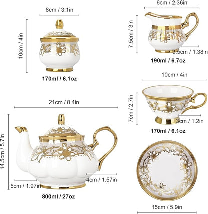 fanquare 21 Pieces Porcelain Tea Set - Image 6