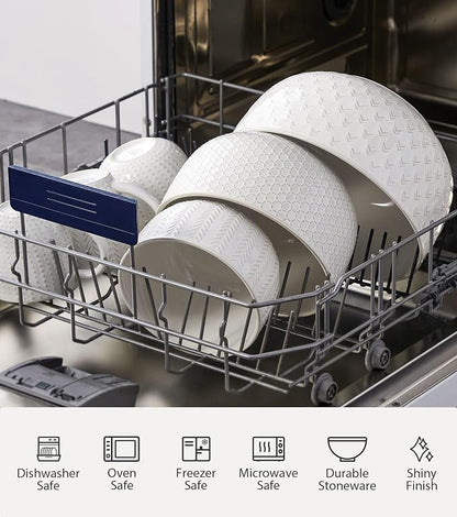 Lareina Ceramic Large Mixing Bowls Set of 4, 20/44/98/145 OZ, Ivory White | - Image 7