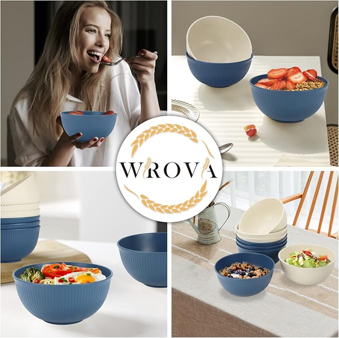 Kids Soup Bowls 8 PCS, Wheat Straw Bowls Set Microwave Safe 26 OZ | Unbreakable - Image 6