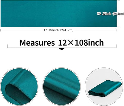 4-Pack Peacock Blue Satin Table Runner 12 x 108 Inch Long Bright and Smooth - Image 3