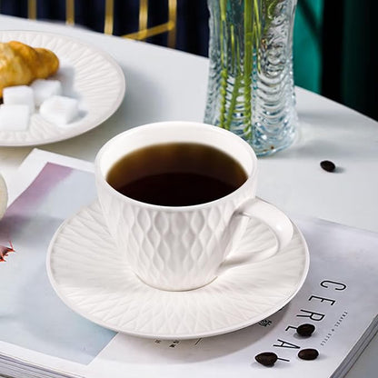 Espresso Cup and Saucer Set of 6, 6 oz Ceramic Cappuccino Barista Cup - Image 8