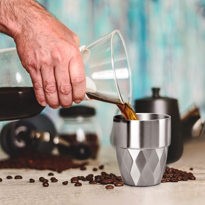 Beasea Stainless Steel Cup, 10 oz Set of 4 Stackable Stainless Steel Insulated - Image 6