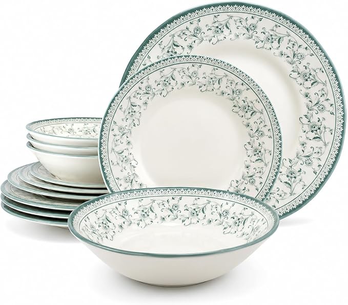 Royal 12-Piece Porcelain Dinnerware Set by TudorEngland