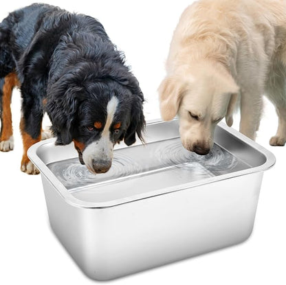 4 Gallon Large Dog Water Bowl, Stainless Steel Bowl by Lonepetu